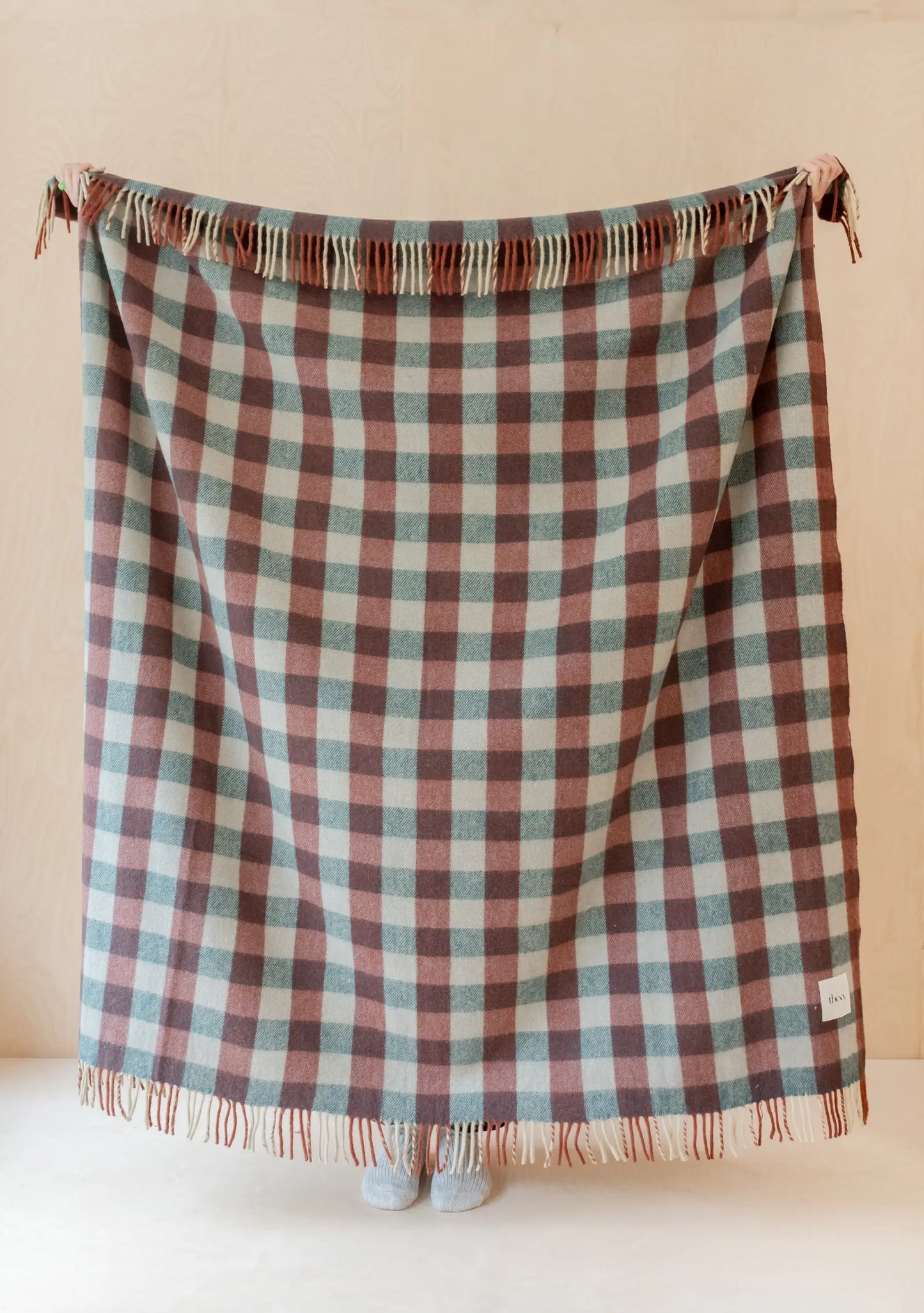 Recycled Wool Blanket in Teal Gingham TartanBlanketCo