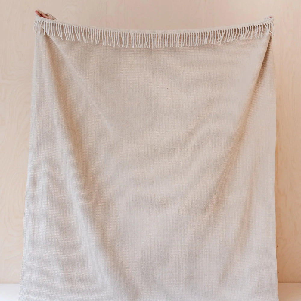 Recycled Wool Extra Large Blanket in Camel Waffle TartanBlanketCo
