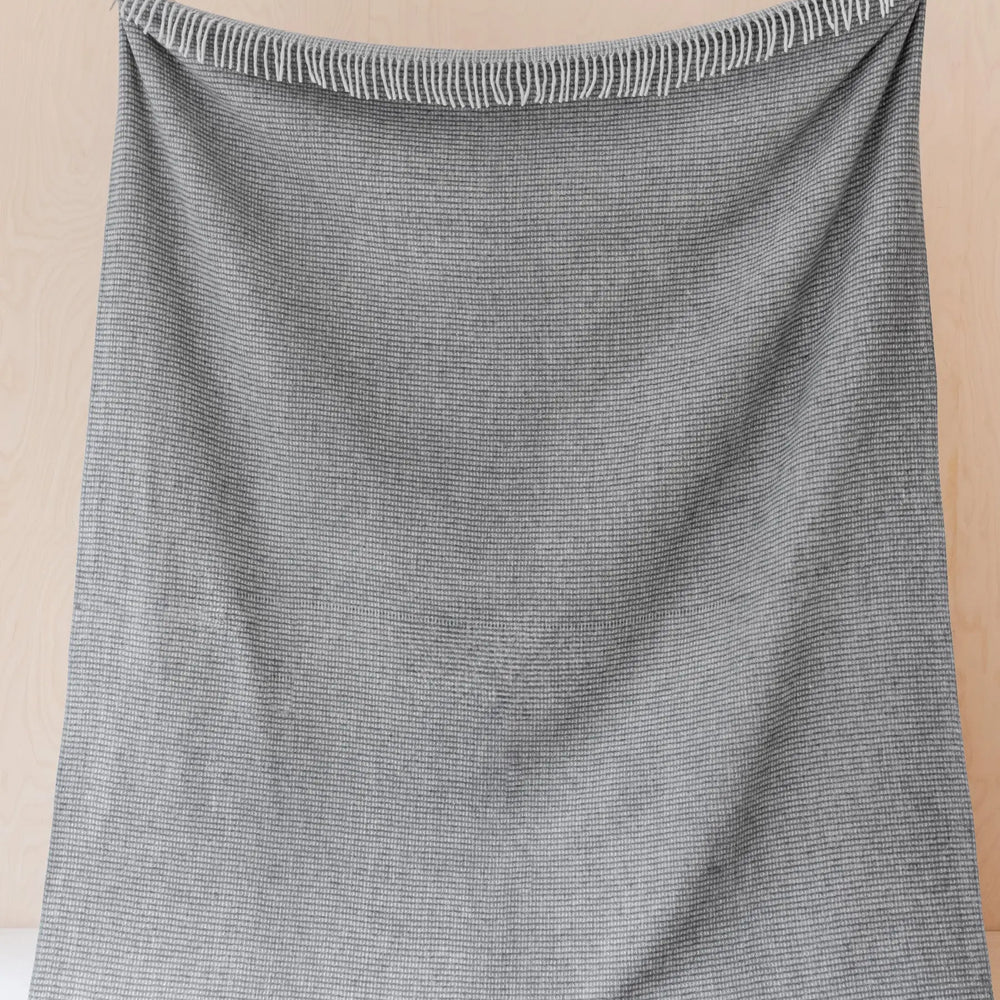 Recycled Wool Extra Large Blanket in Charcoal Waffle TartanBlanketCo