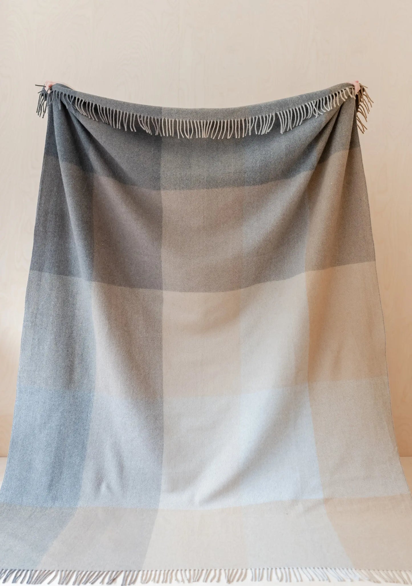 Recycled Wool Extra Large Blanket in Green Oversized Patchwork Check TartanBlanketCo