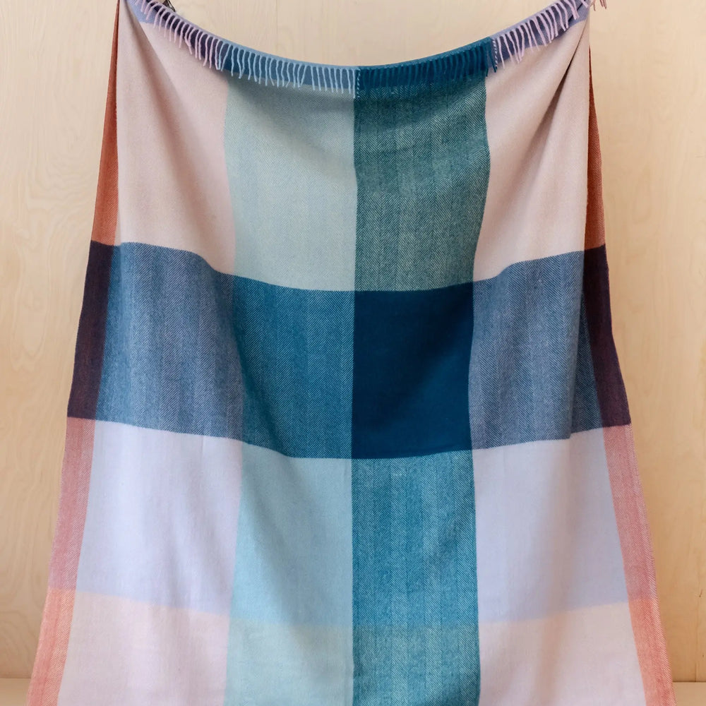 Recycled Wool Extra Large Blanket in Orange Gingham TartanBlanketCo