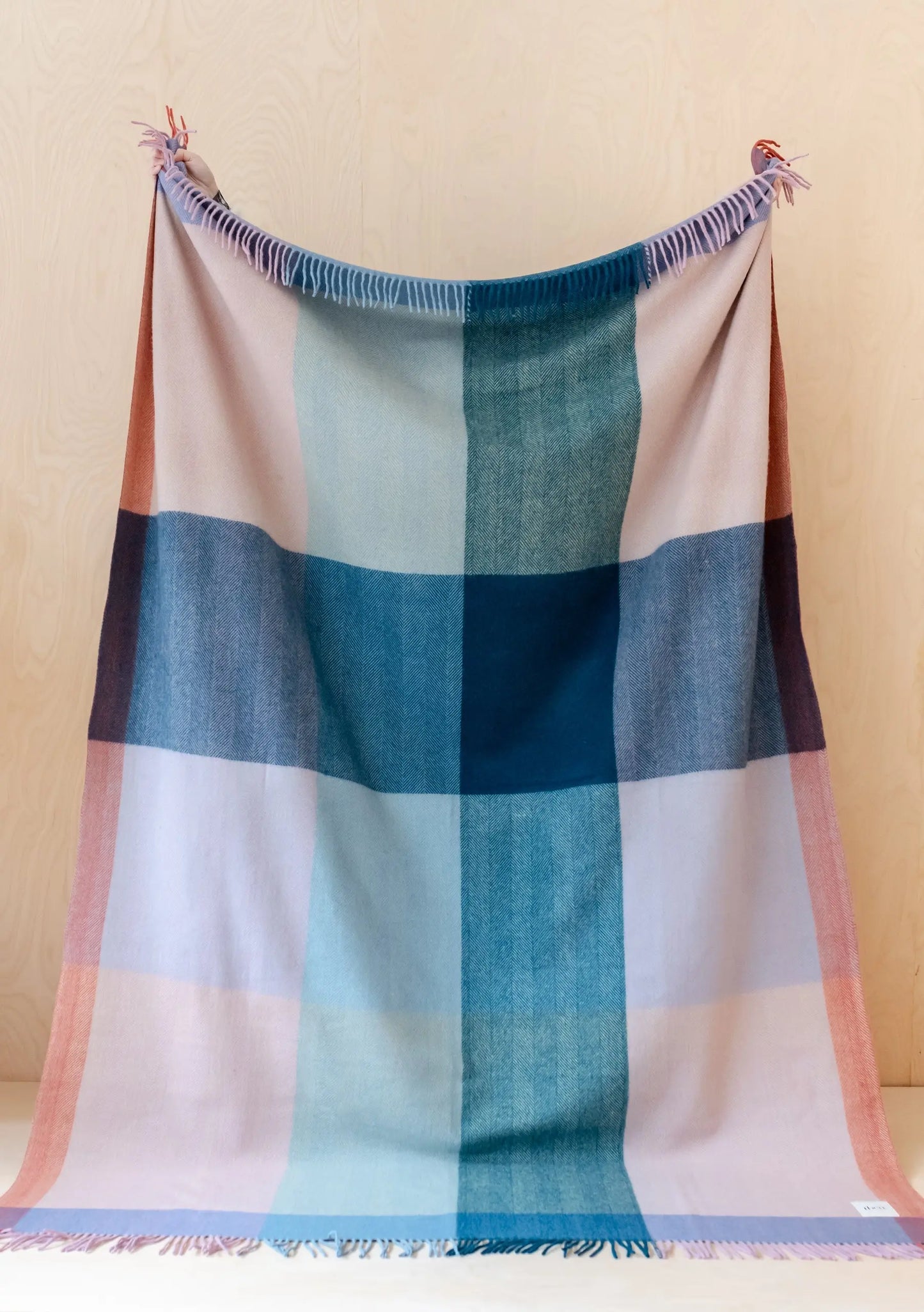 Recycled Wool Extra Large Blanket in Orange Gingham TartanBlanketCo