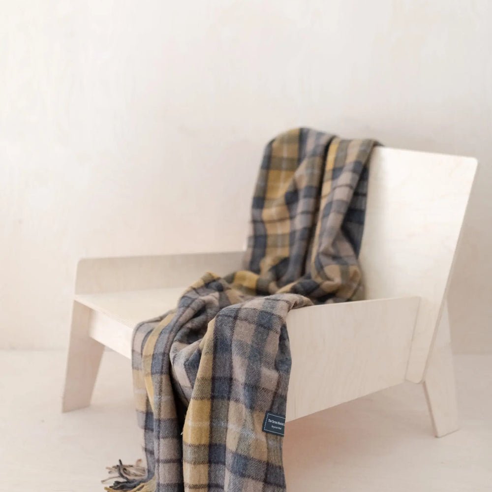 Recycled Wool Small Blanket in Buchanan Natural Tartan TartanBlanketCo