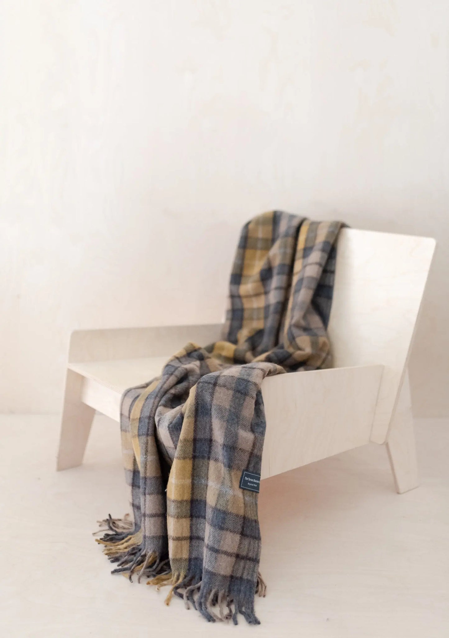 Recycled Wool Small Blanket in Buchanan Natural Tartan TartanBlanketCo