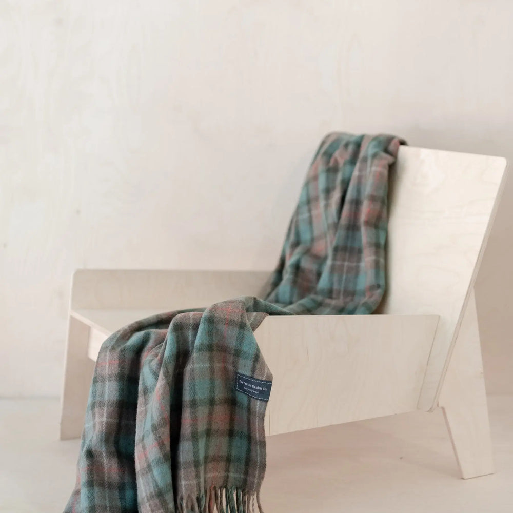 Recycled Wool Small Blanket in Fraser Hunting Weathered Tartan TartanBlanketCo