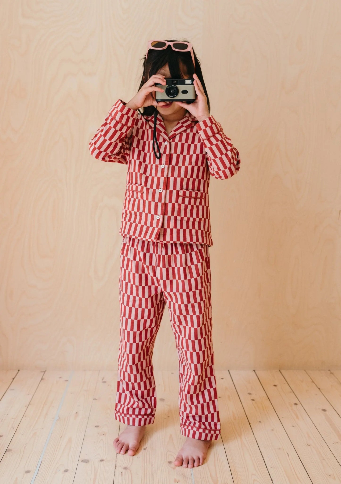 Red Checkerboard Cotton Pyjamas TartanBlanketCo