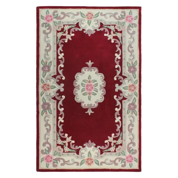 Red Lotus Premium Aubusson Rug Dunelm