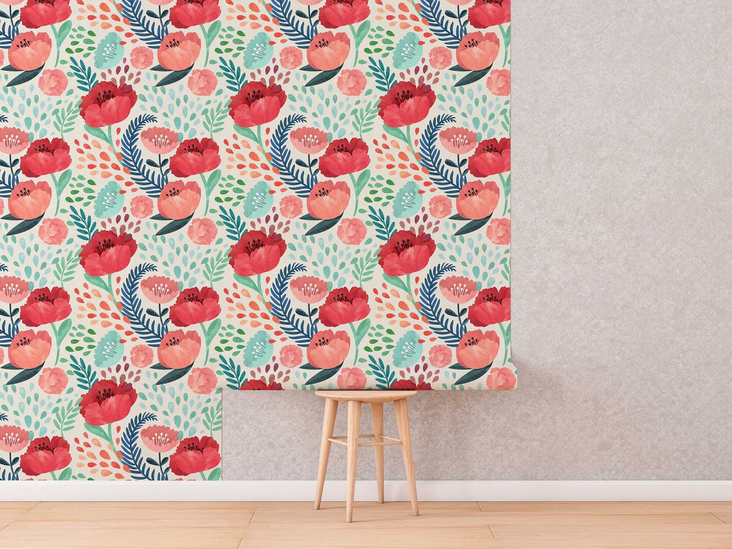 Red Poppy Flowers Wallpaper, Peel and Stick Wallpaper, Wall Mural, Self Adhesive Wallpaper, Pre-Pasted, Wall Art, Nursery Decor, Floral Wall ClickWalls