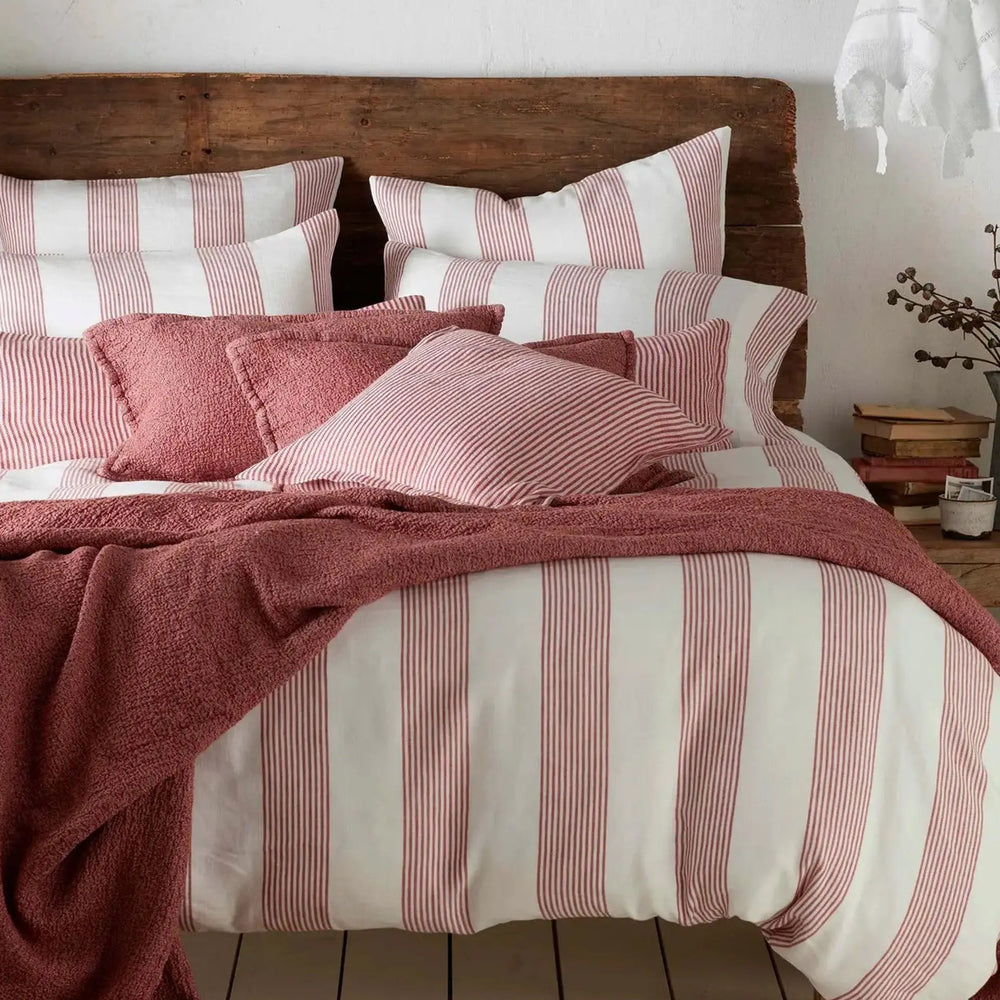 Red Ticking Stripe Cotton Linen Bed Linen The Secret Linen Store