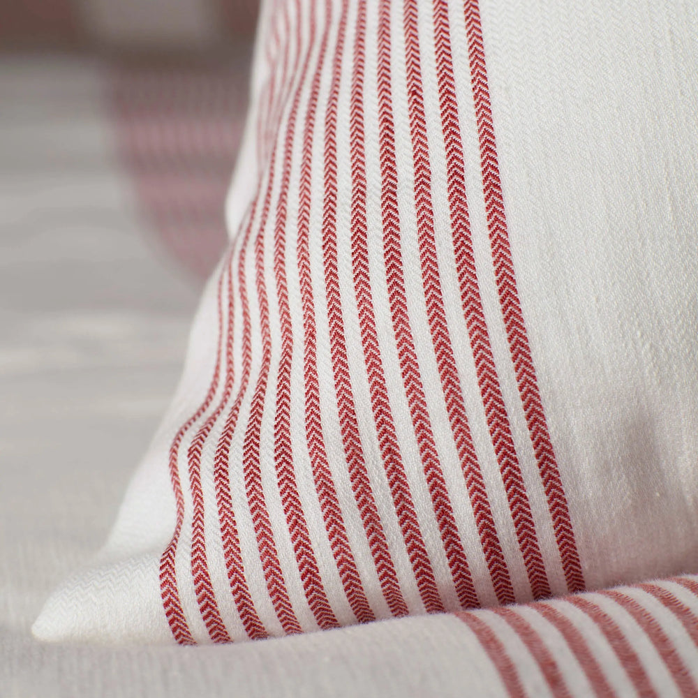 Red Ticking Stripe Cotton Linen Housewife Pillowcase The Secret Linen Store