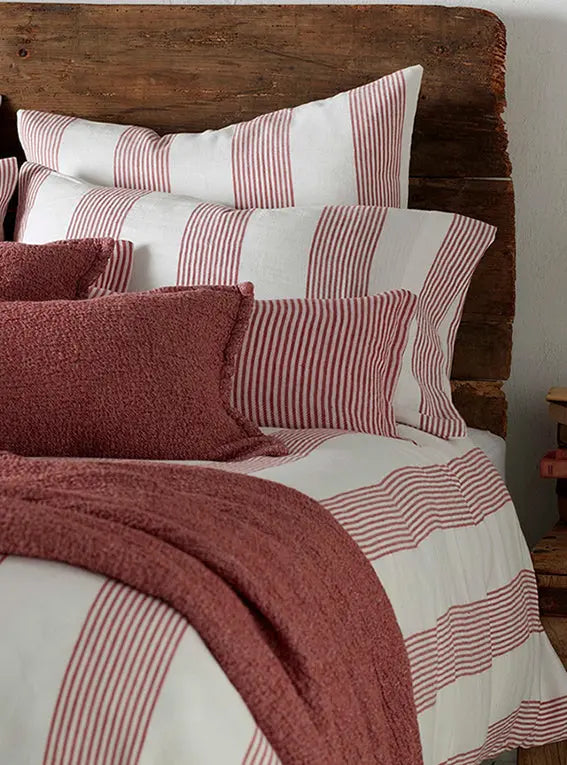 Red Ticking Stripe Cotton Linen Housewife Pillowcase The Secret Linen Store