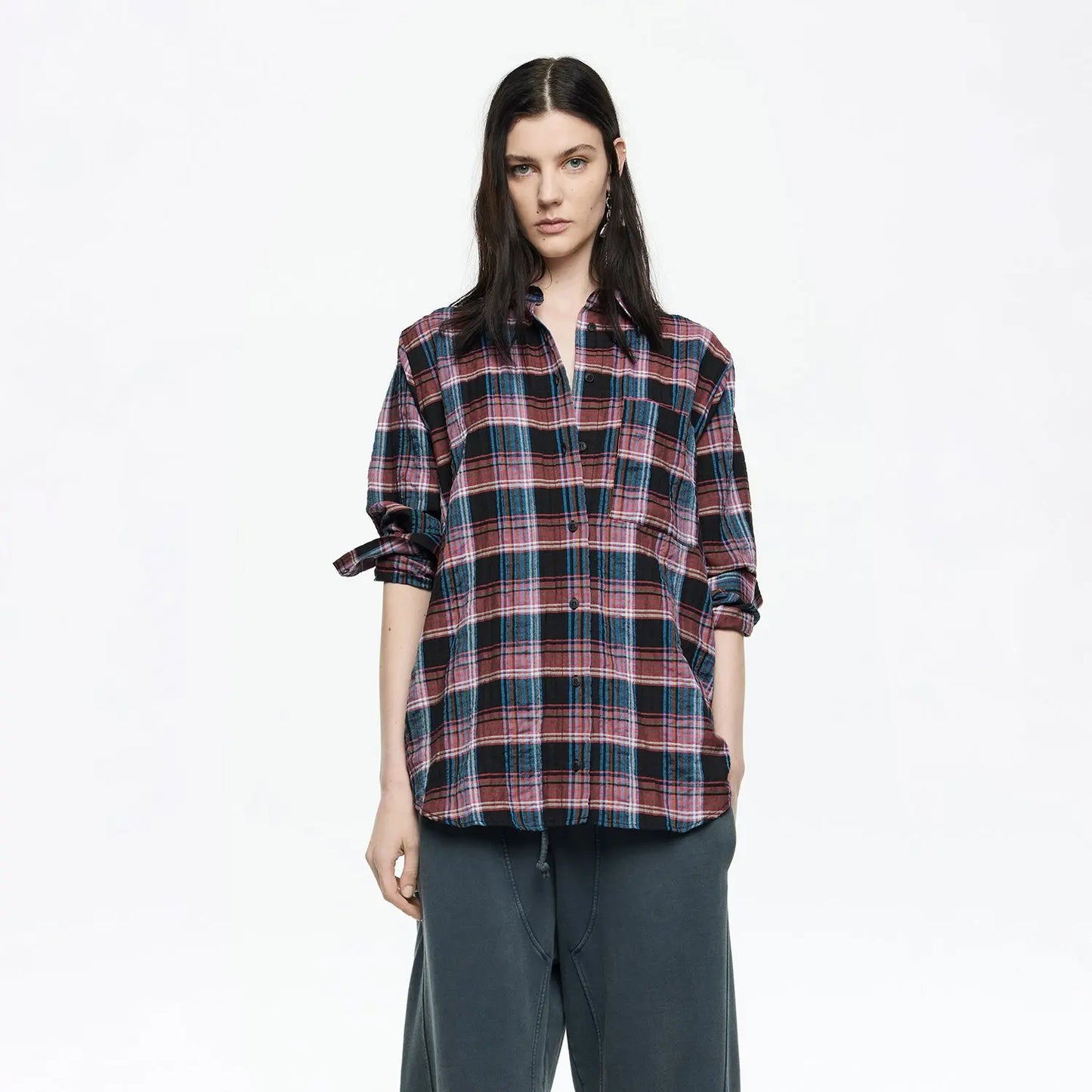 Red checked textured shirt Bimba y Lola UK