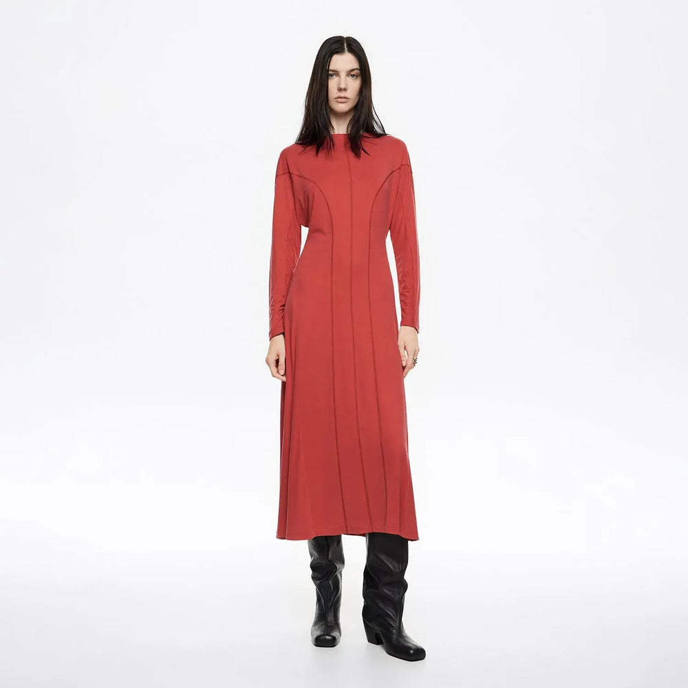 Red cupro A-line dress Bimba y Lola UK