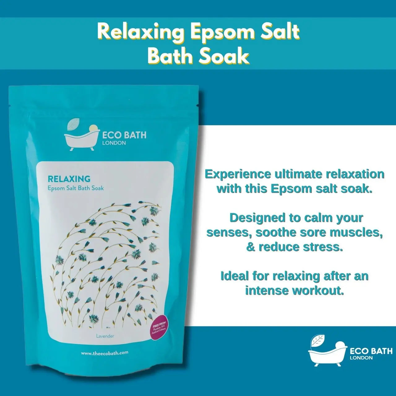 Relaxing Epsom Salt Bath Soak - Pouch Eco Bath London
