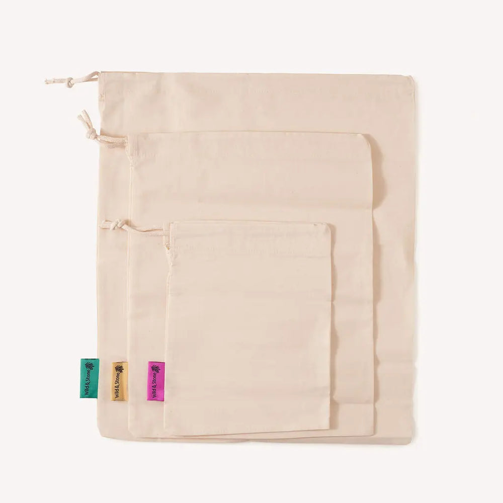 Reusable Produce Bags - Organic Cotton - Pack of 3 Wild And Stone