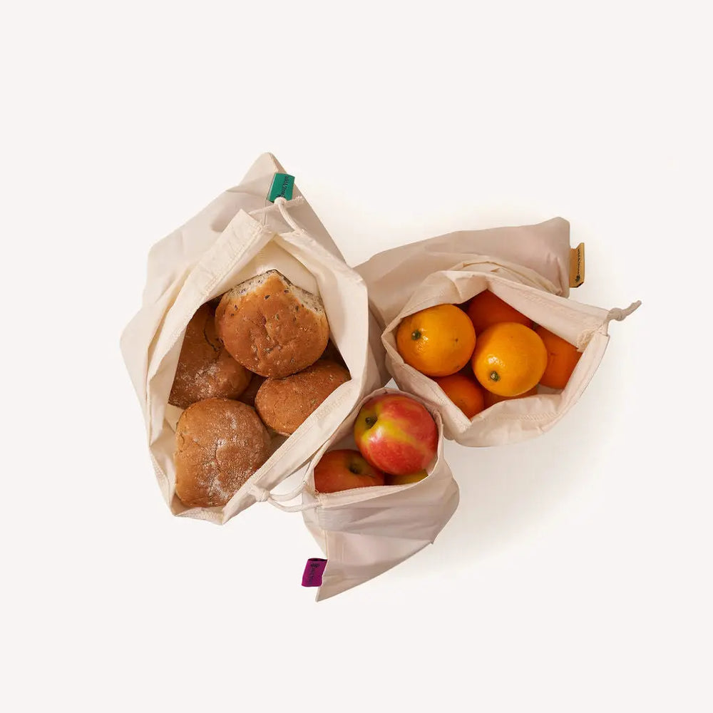 Reusable Produce Bags - Organic Cotton - Pack of 3 Wild And Stone
