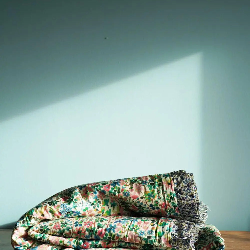 Reversible Ruffle Edge Bedspread Made With Liberty Fabric DREAMS of SUMMER & WILTSHIRE BUD Coco & Wolf