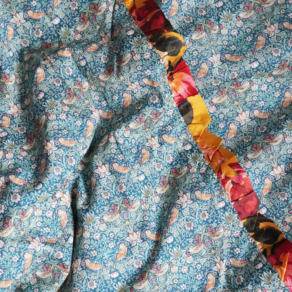 Reversible Ruffle Edge Heirloom Quilt Made With Liberty Fabric STATELY KRISTINA & STRAWBERRY THIEF Coco & Wolf