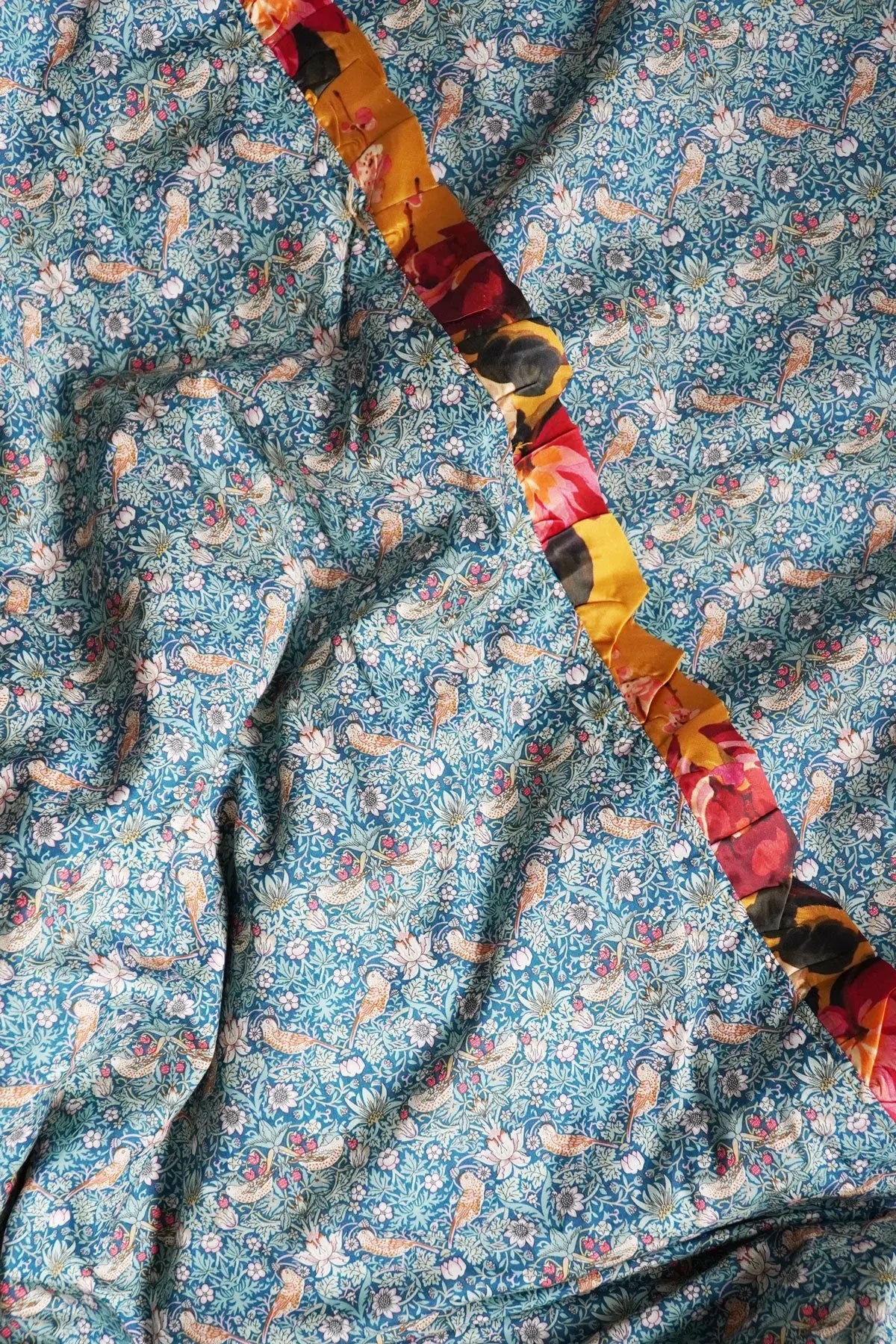 Reversible Ruffle Edge Heirloom Quilt Made With Liberty Fabric STATELY KRISTINA & STRAWBERRY THIEF Coco & Wolf