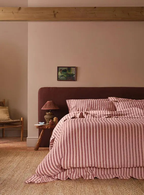 Rhubarb & Rose Pembroke Stripe Linen Blend Duvet Cover Piglet