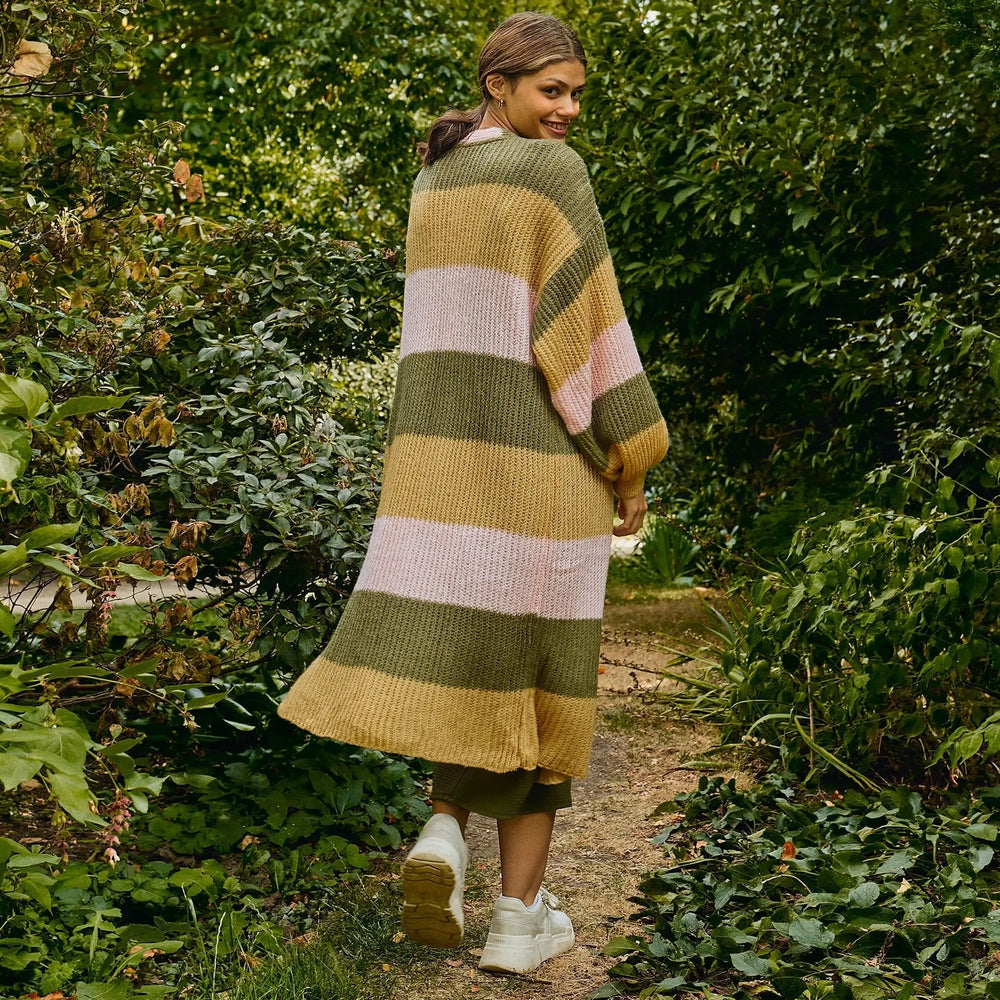 Ricci Lightweight Maxi Stripe Cardigan - Camel Cara & The Sky
