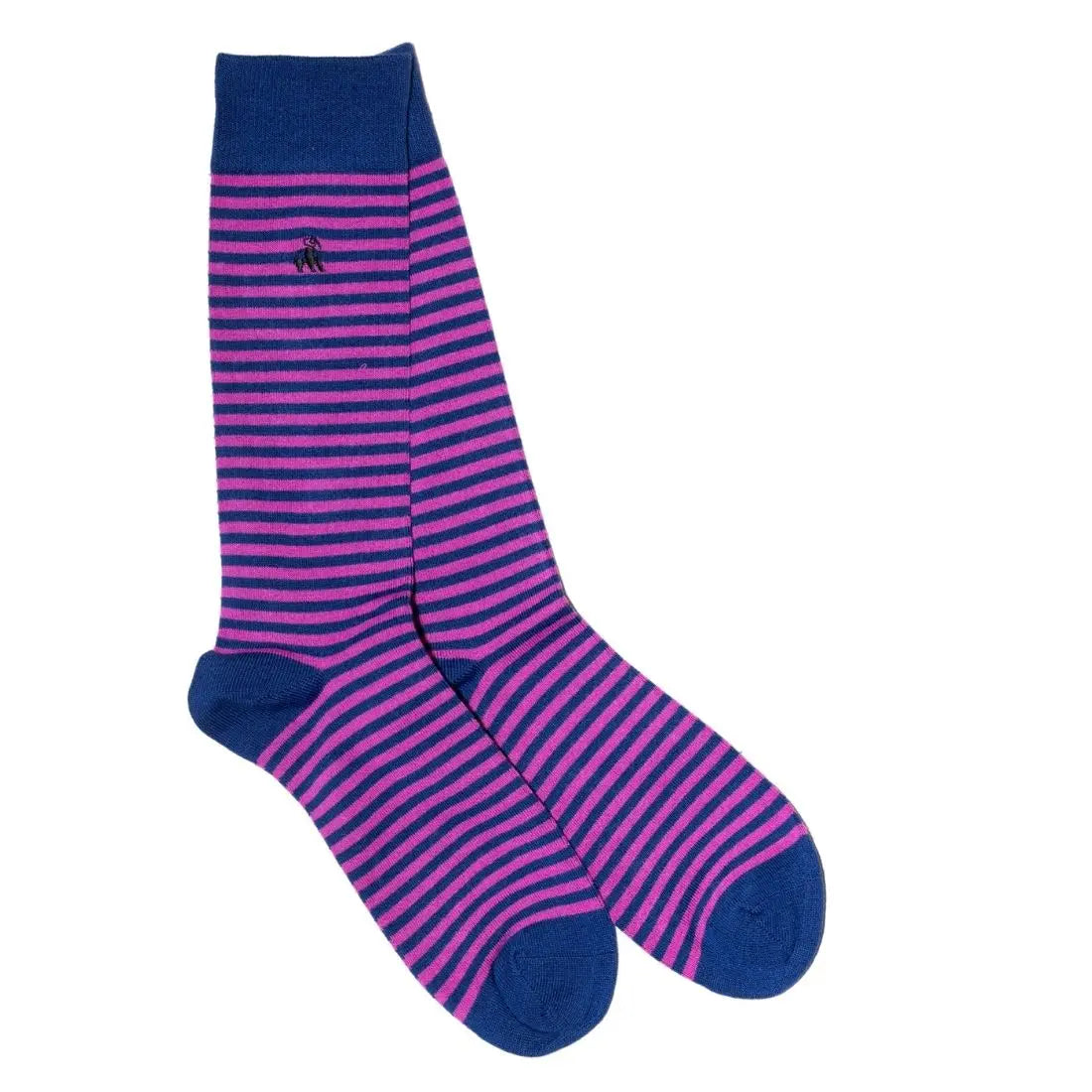Rich Pink Narrow Striped Bamboo Socks Swole Panda