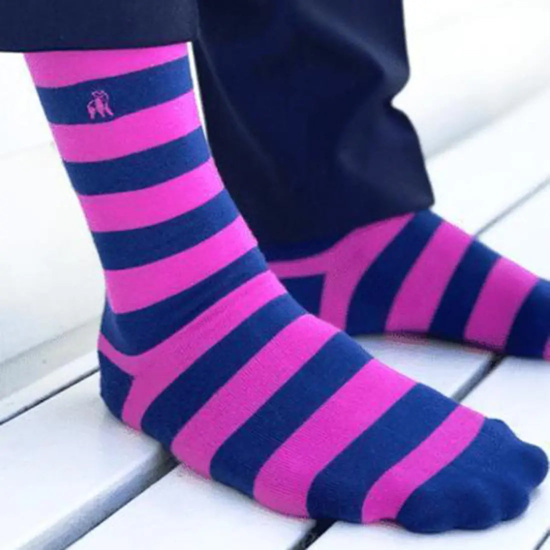 Rich Pink Striped Bamboo Socks Swole Panda