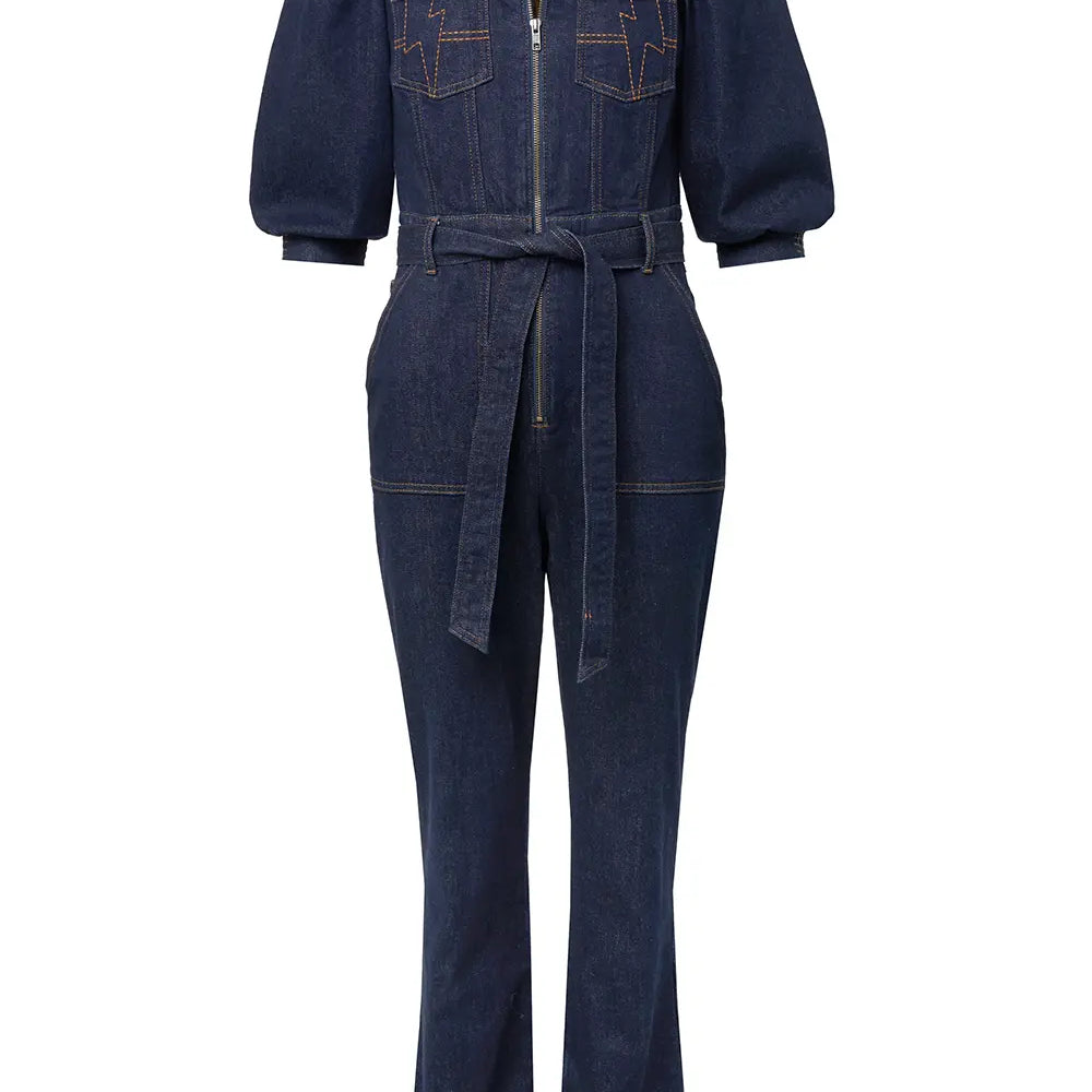 Rinse Wash Denim Flared Leg Jumpsuit Scamp & Dude