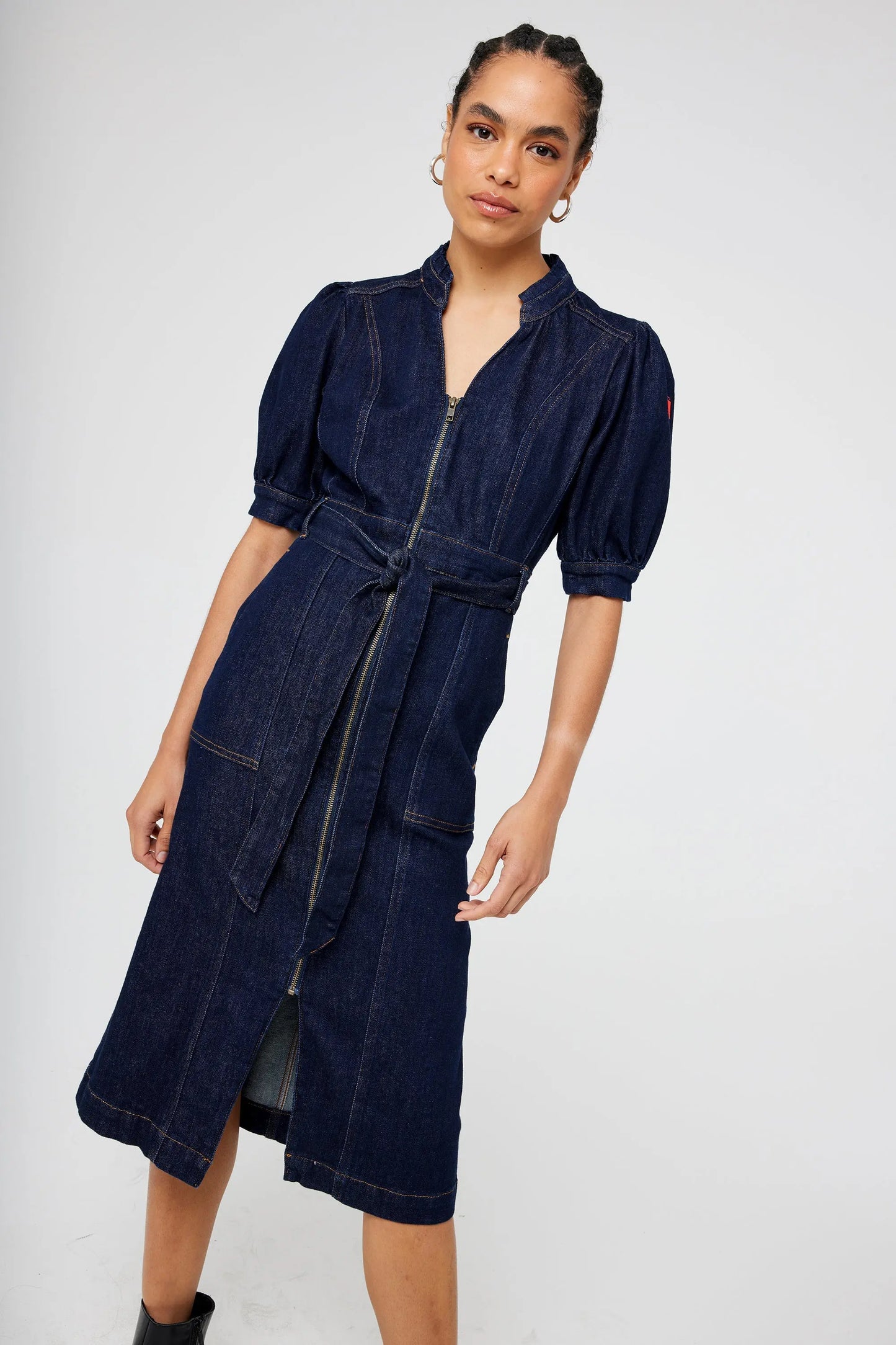 Rinse Wash Zip Detail Denim Dress Scamp & Dude