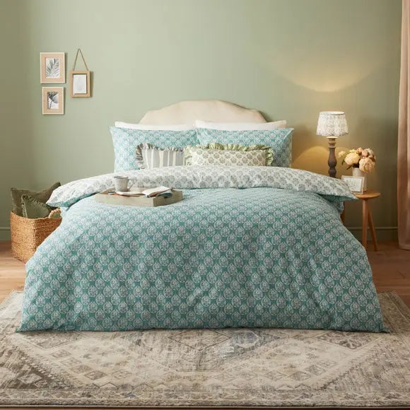 Riviera Krissa Block 144 Thread Reversible Duvet Cover & Pillowcase Set Dunelm