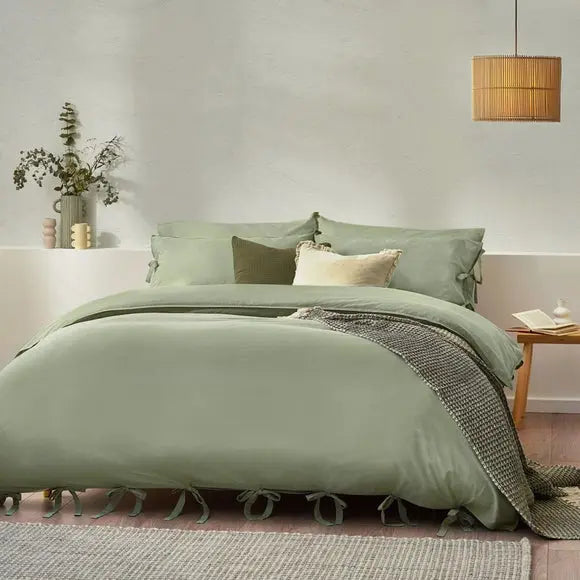 Riviera Yard Mallow Bow Tie Cotton Duvet Cover & Pillowcase Set Dunelm