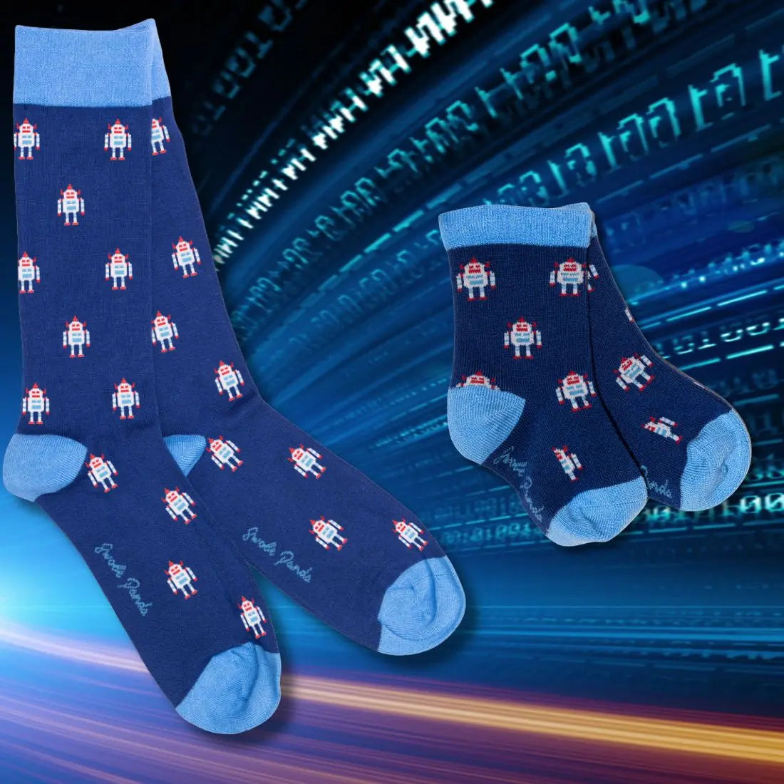 Robot Matching Bamboo Socks (Adult & Child) Swole Panda