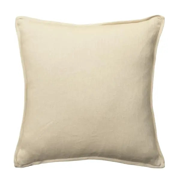 Rocco Ecru, Sustainable Feather, Cushion With Trim/Fringe & Linen & Linen Blend Plain Andrew Martin