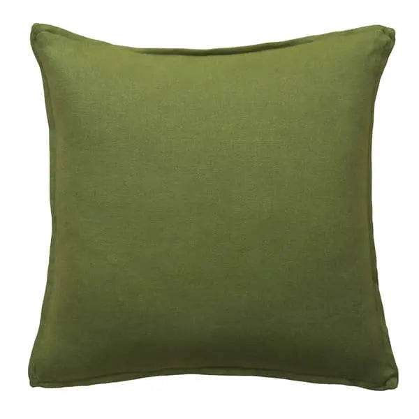 Rocco Leaf, Sustainable Feather, Cushion With Trim/Fringe & Linen & Linen Blend Plain Andrew Martin