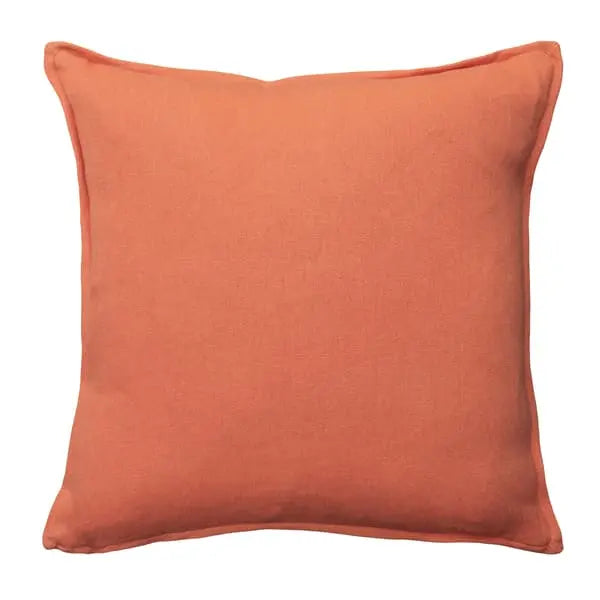 Rocco Orange, Sustainable Feather, Cushion With Trim/Fringe & Linen & Linen Blend Plain Andrew Martin