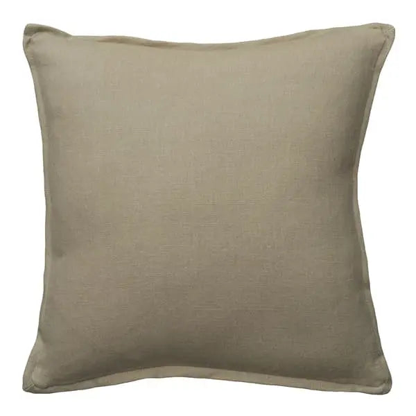 Rocco Stone, Sustainable Feather, Cushion With Trim/Fringe & Linen & Linen Blend Plain Andrew Martin