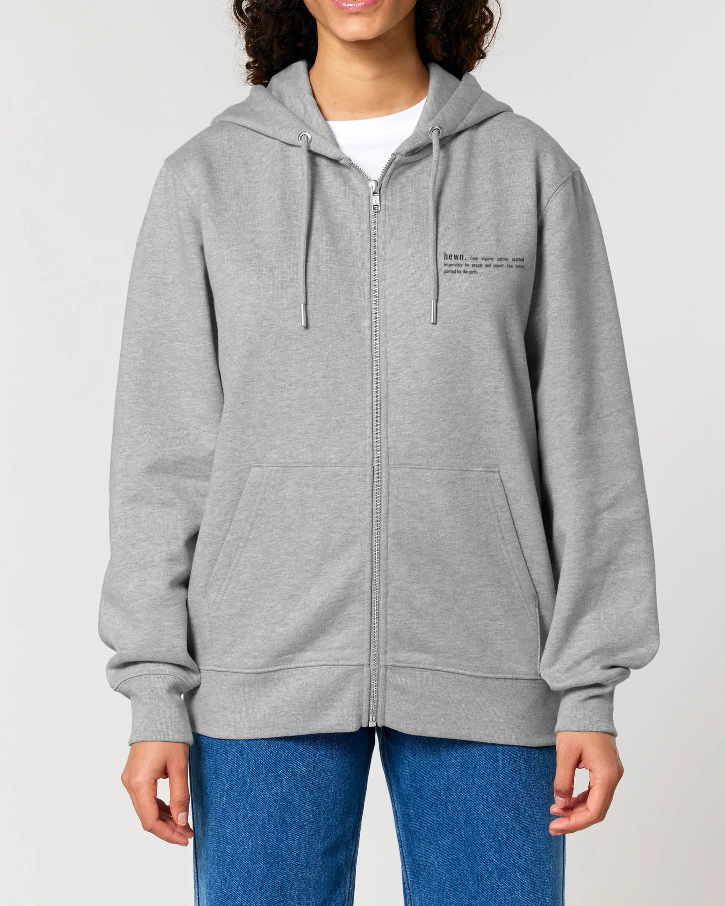 Rock Grey Marl Unisex Organic Cotton Relaxed-Fit Zip Hoodie hewn.