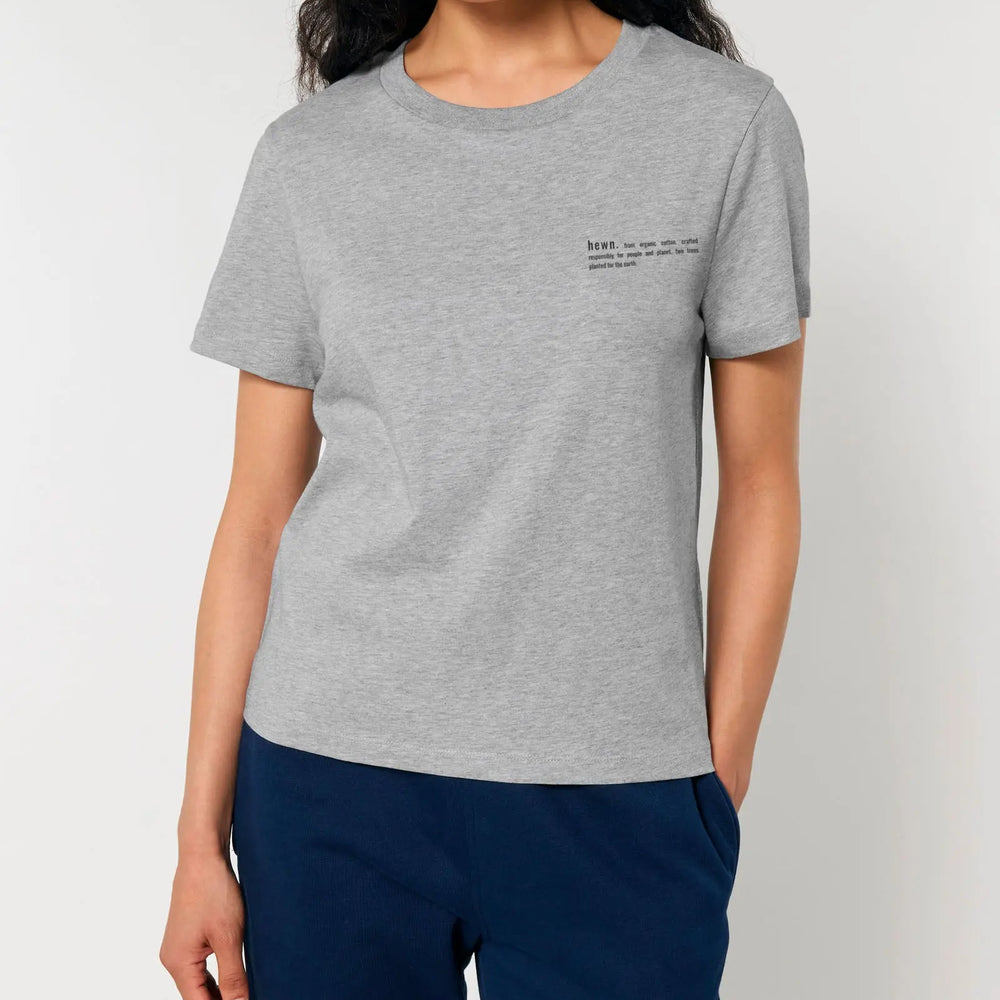 Rock Grey Marl Womens Organic Cotton Relaxed-Fit T-Shirt hewn.