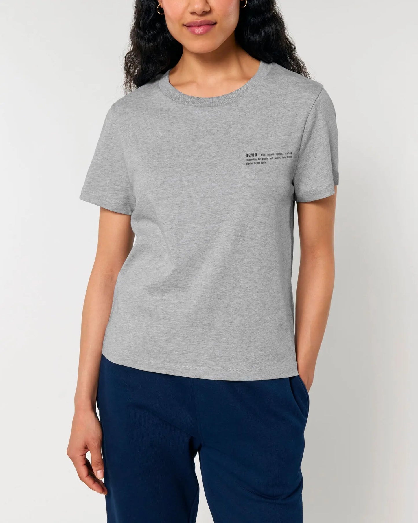 Rock Grey Marl Womens Organic Cotton Relaxed-Fit T-Shirt hewn.