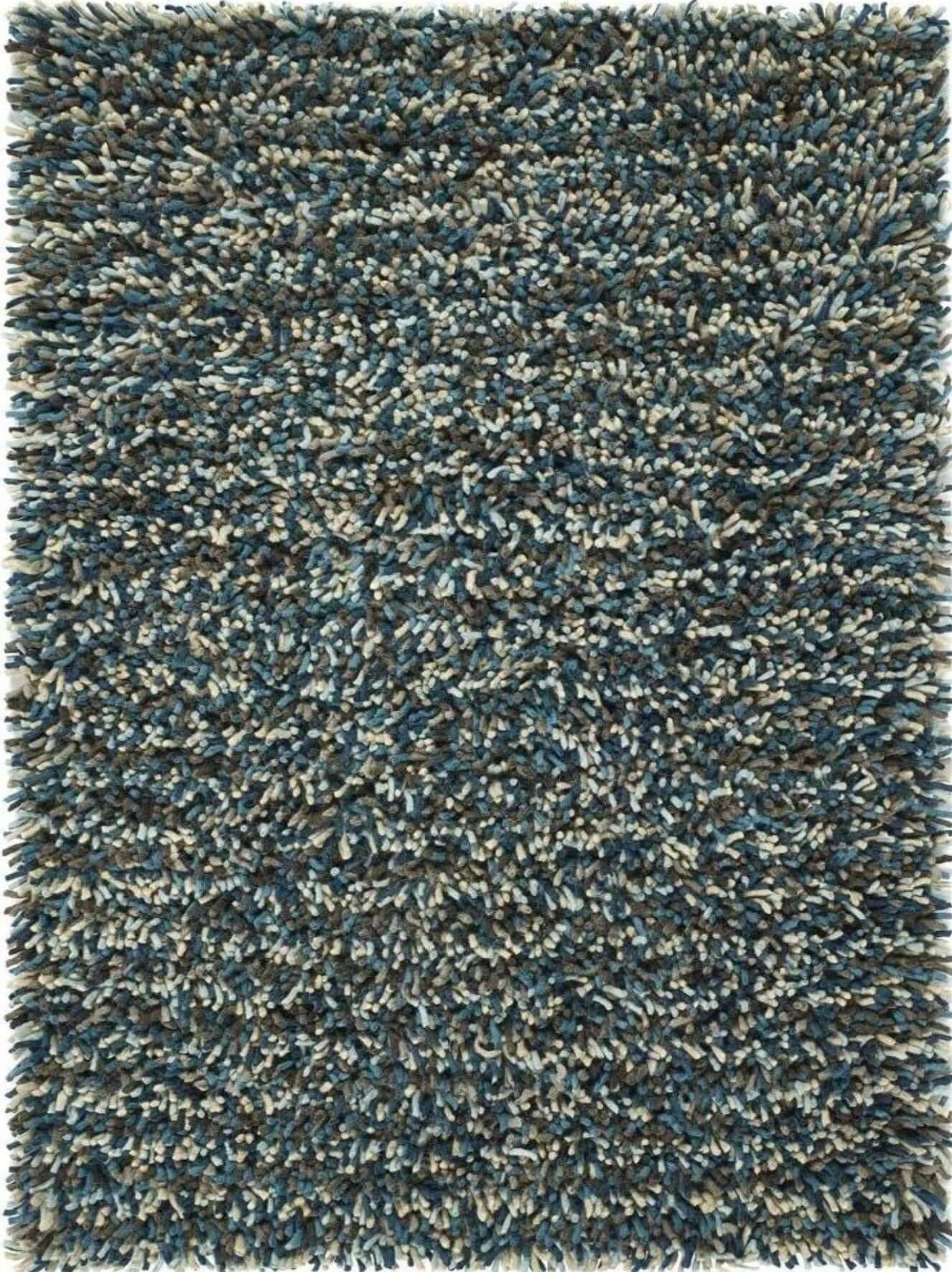Rocks Blue Shaggy Pile Wool Rug The Rugs