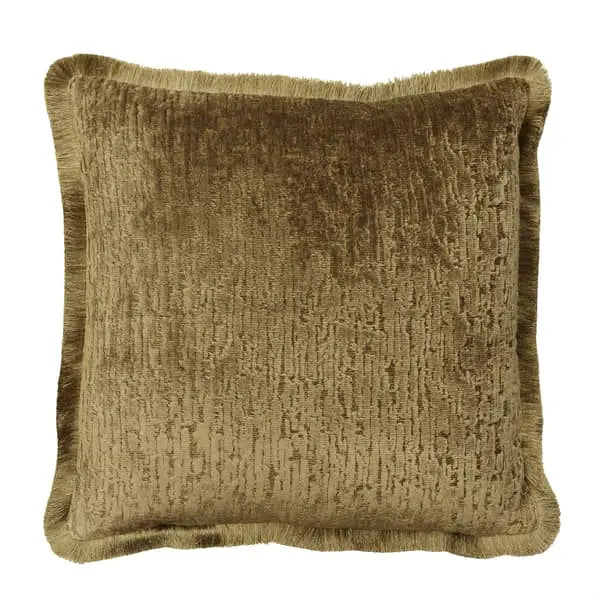 Roma Bronze, Sustainable Feather, Cushion Sophie Paterson With Trim/Fringe & Linen Blend & Velvet Plain Texture Andrew Martin
