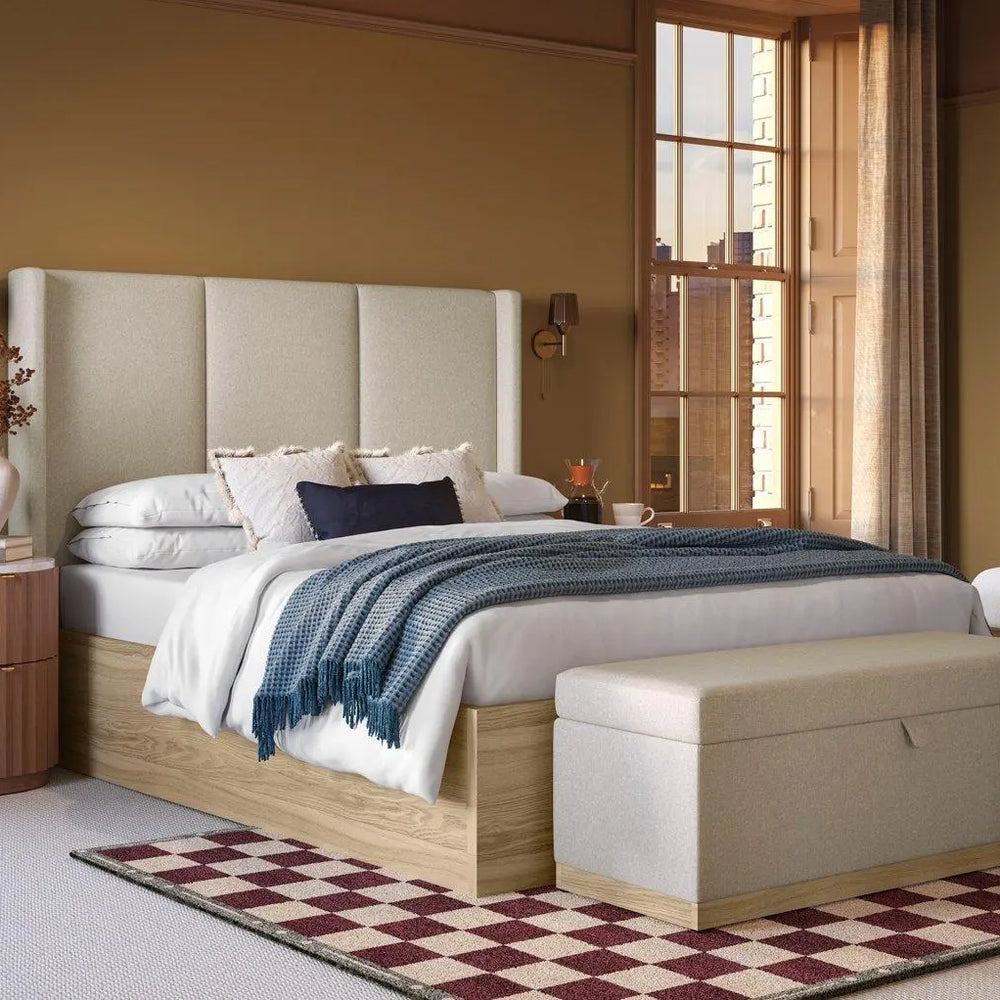 Rosa Upholstered Ottoman Bed Frame - Beige Dreams