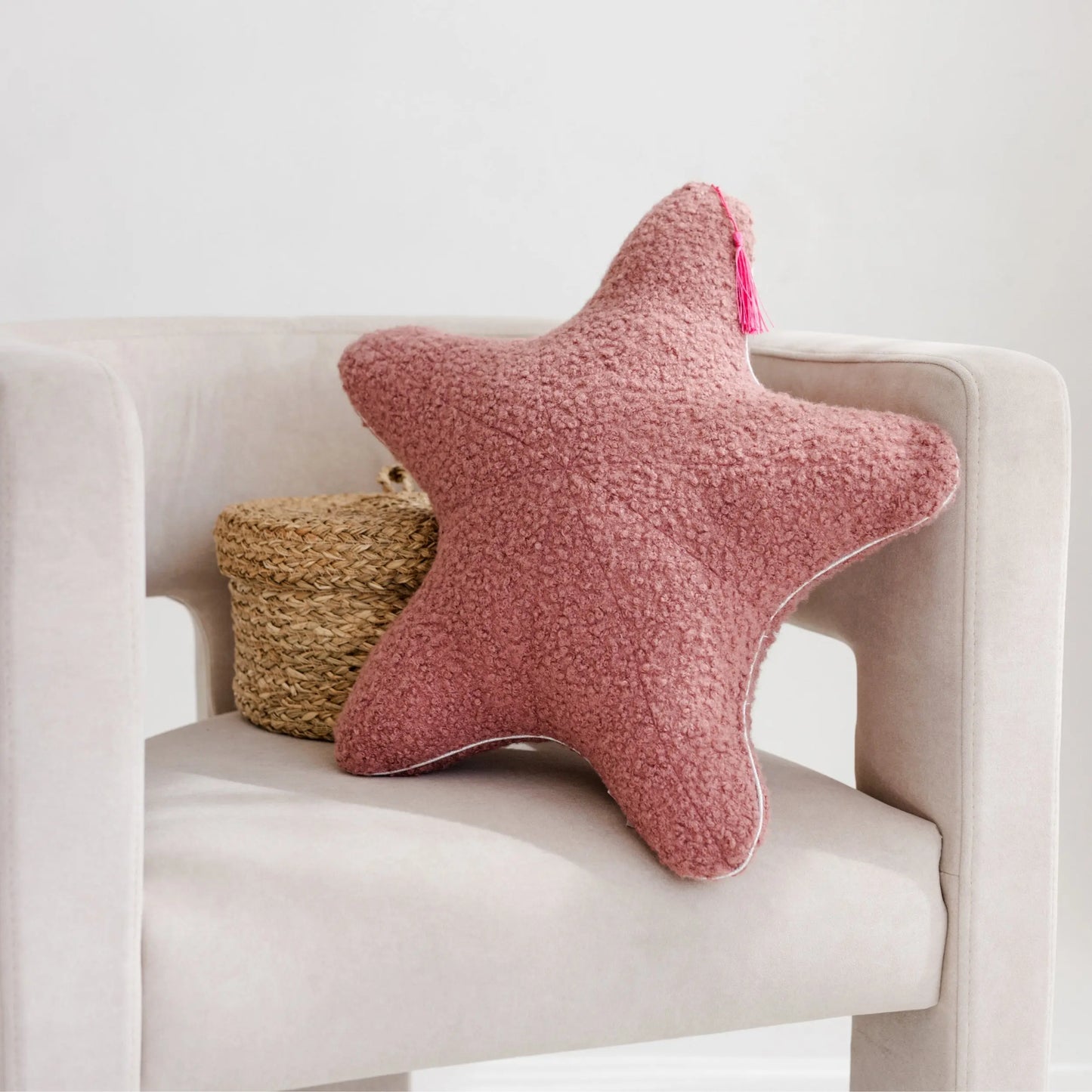 Rose Boucle Starfish Cushion with Chic Metallic Trim MINICAMP