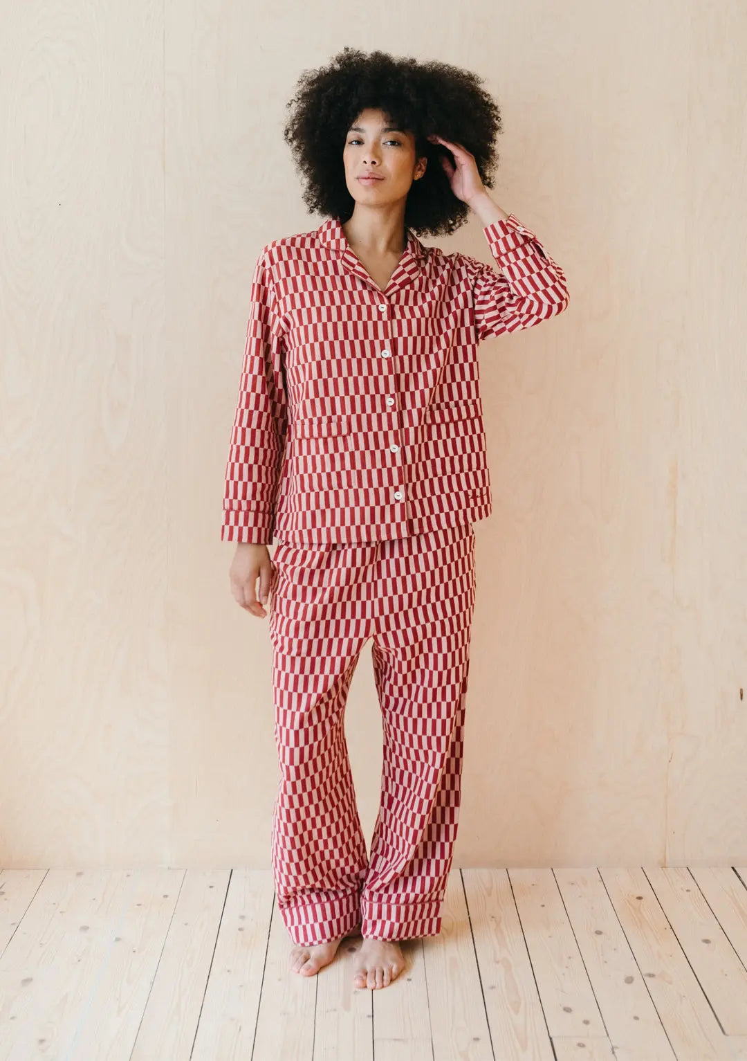 Rose Checkerboard Cotton Pyjama Trouser Set TartanBlanketCo