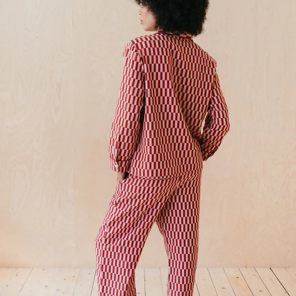 Rose Checkerboard Cotton Pyjama Trouser Set TartanBlanketCo