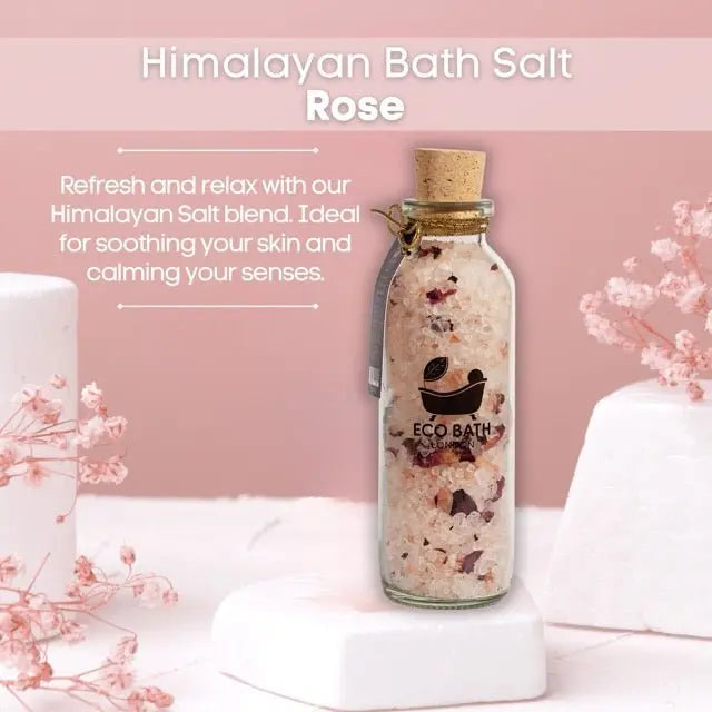 Rose Himalayan Bath Salt 300g - Luxurious Rose Bath Salt Infused with Rose Petals Eco Bath London