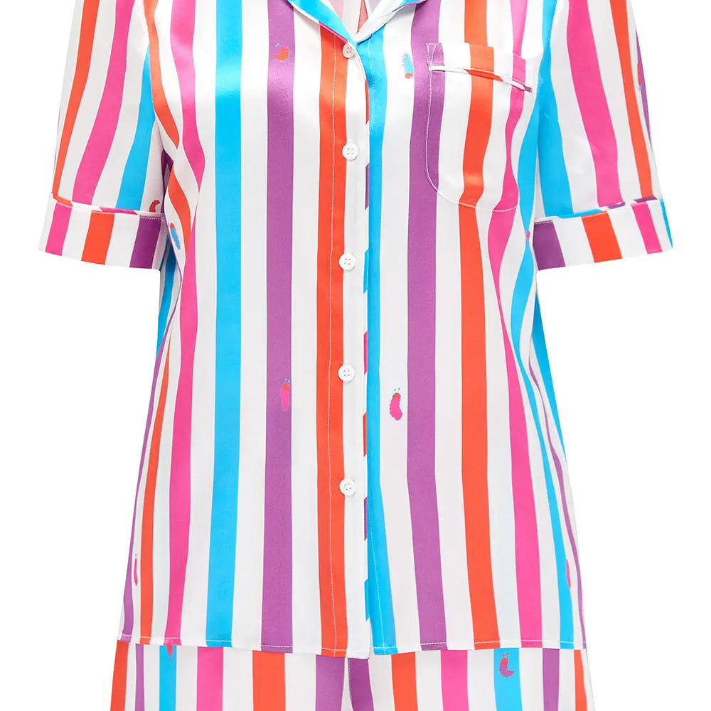 Rosie Hawaiian Stripe Silk Short Sleepy Wilson