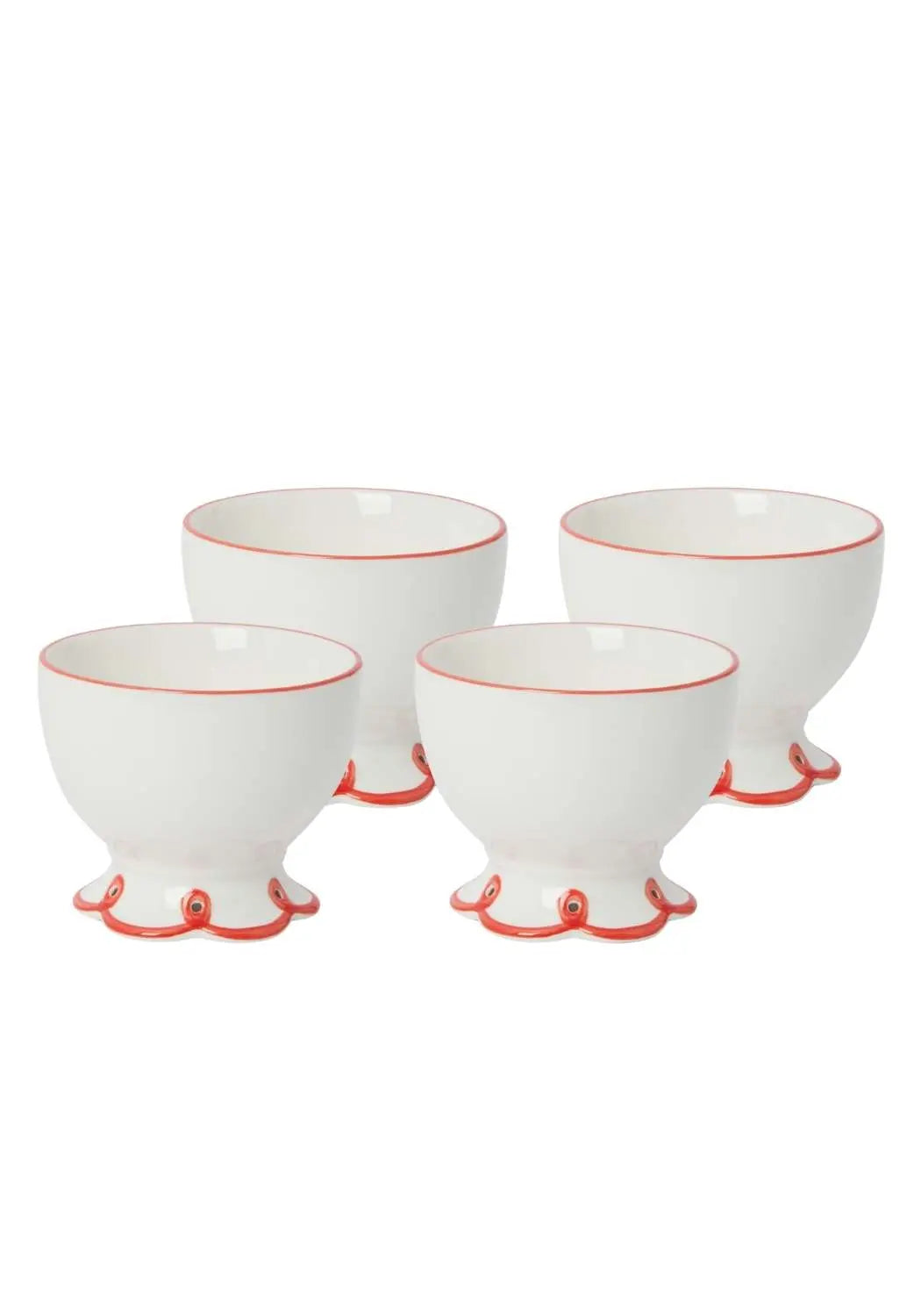 Rosy Red Scalloped  Nibbles Bowl - Set of 4 Casa by Josephine Jenno