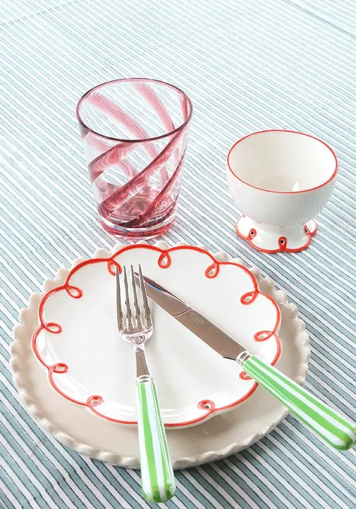 Rosy Red Scalloped  Nibbles Bowl - Set of 4 Casa by Josephine Jenno