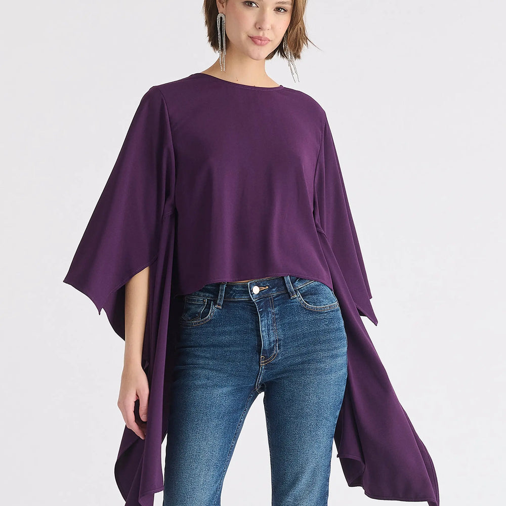 Round Neck Cape Top Paisie